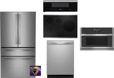 5 Piece Package Includes Refrigerator, Cooktop, Wall Oven, Microwave And Dishwasher